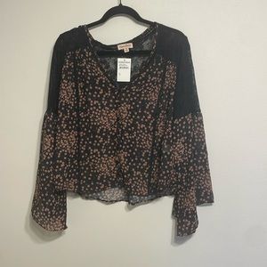 NWT! Sheer, flared long sleeve top.